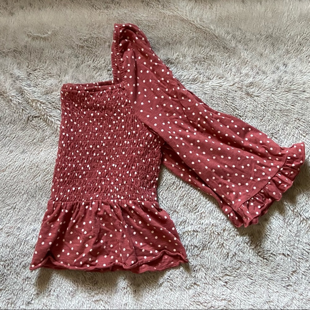 Rust & White Dotted Blouse - Picture 1 of 3
